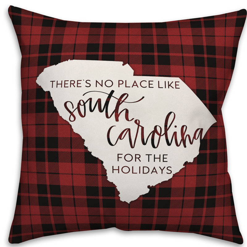  Coussin décoratif Il n'y a pas de place comme chez-soi pour les fêtes, 16 po x 1 po, South Carolina