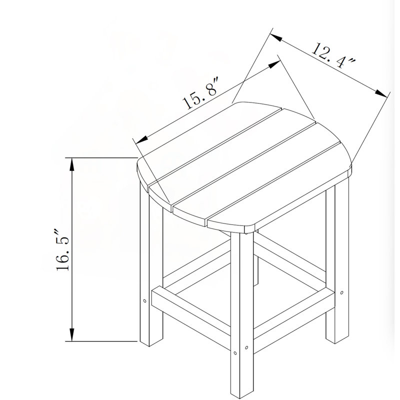 Table d'appoint extérieure carrée Adirondack en bleu, H 16,5 po x l 12,4 po x P 15,8 po, Noir