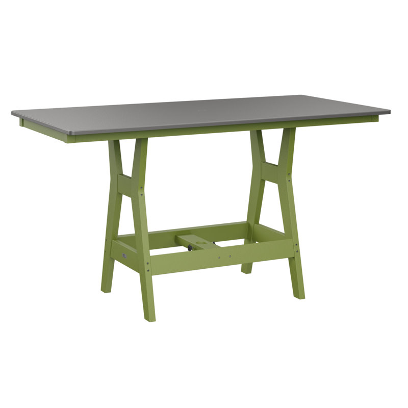 Table de bar rectangulaire 66 po Berlin Gardens Harbor, Vert kiwi, Acier inoxydable martelé, H 38,87 po x l 66 po x P 33 po