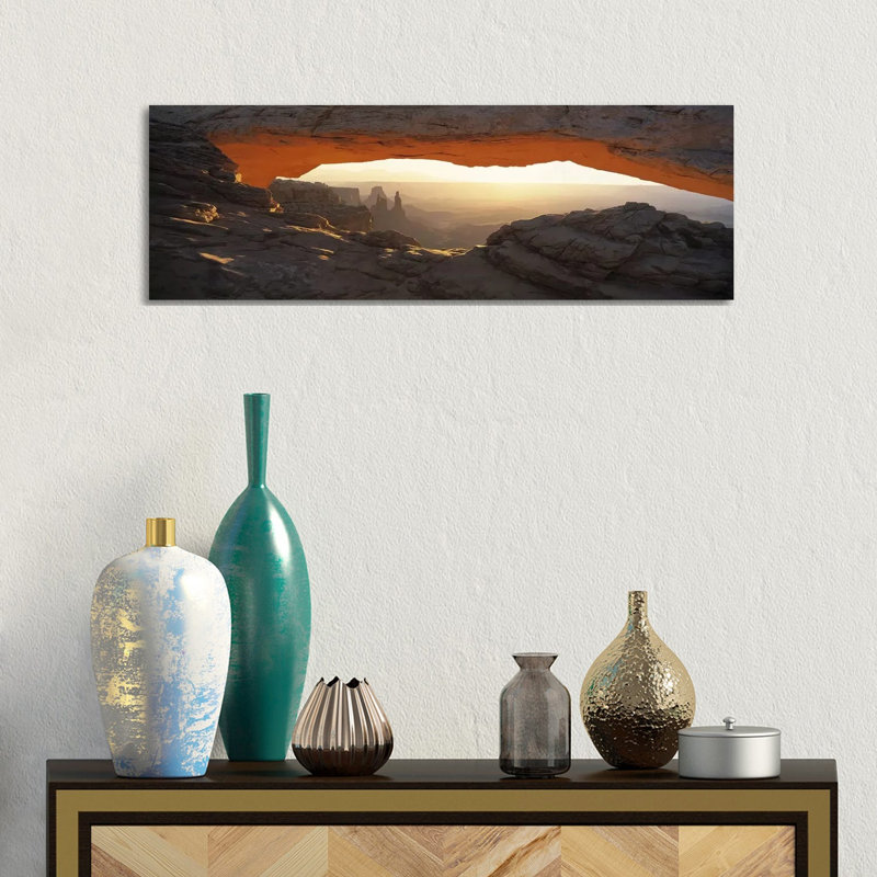 Glowing Daytime View Through Mesa Arch, Canyonlands National Park, Utah, USA by Panoramic Images - Wrapped Canvas Panoramic Print