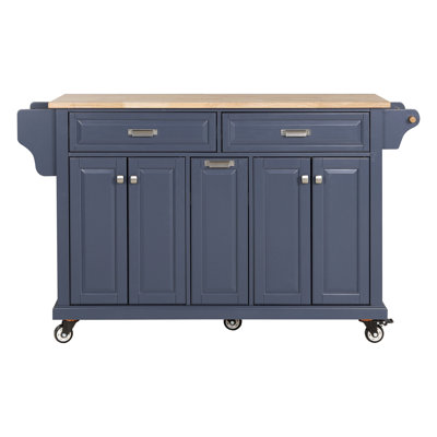 Kitchen Island With Rubber Wood Countertop