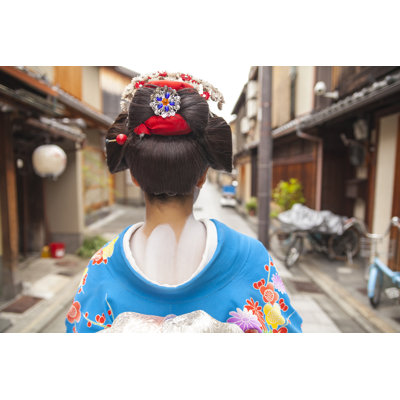Geisha Girl From Behind - Wrapped Canvas Print