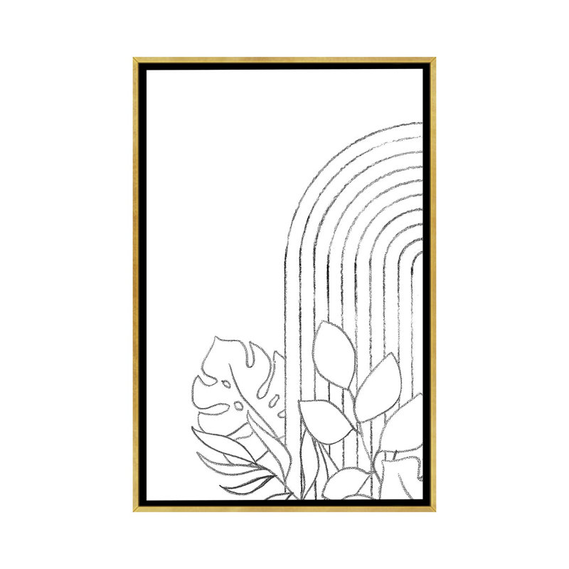 Dessin botanique - reproduction d'art, Aucun mat, H 26 po x l 18 po x 1,5 po, Toile encadrée d'or