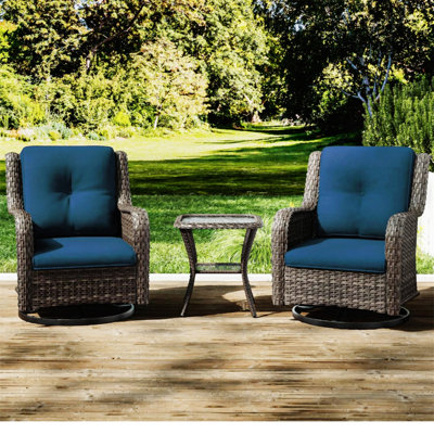 Ensemble de mobilier de patio en osier - Ensemble de conversation 3 pièces en rotin pour l'extérieur