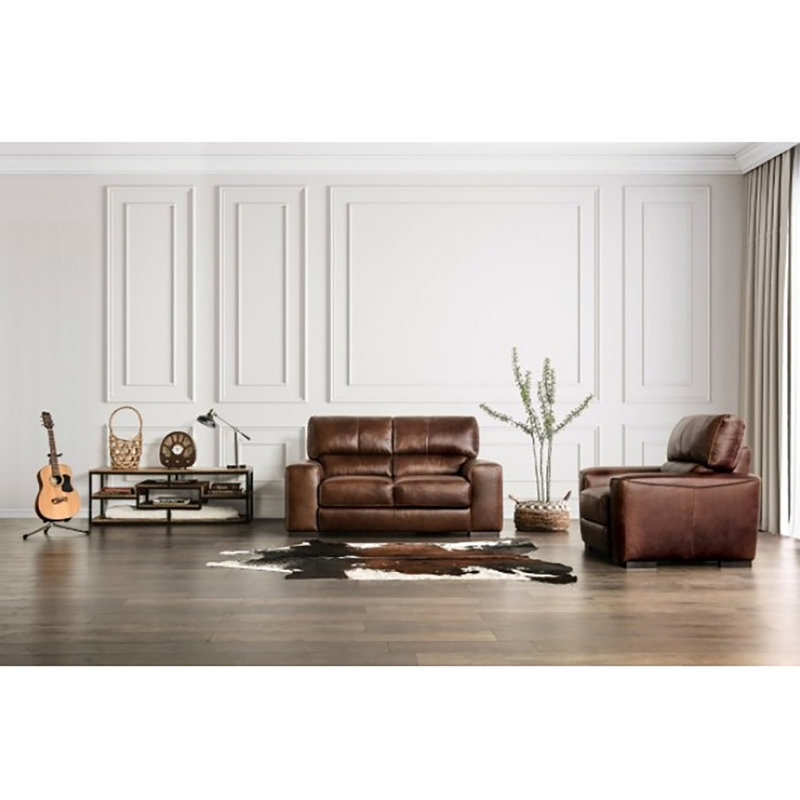 Causeuse Daivy, Cuir véritable cognac