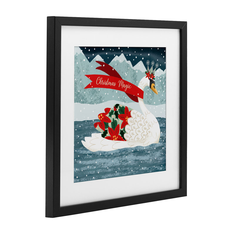 «Christmas Magic Enchanted Swan», reproduction sous verre encadrée, design par Jilly Jack Designs, H 13 po x l 13 po