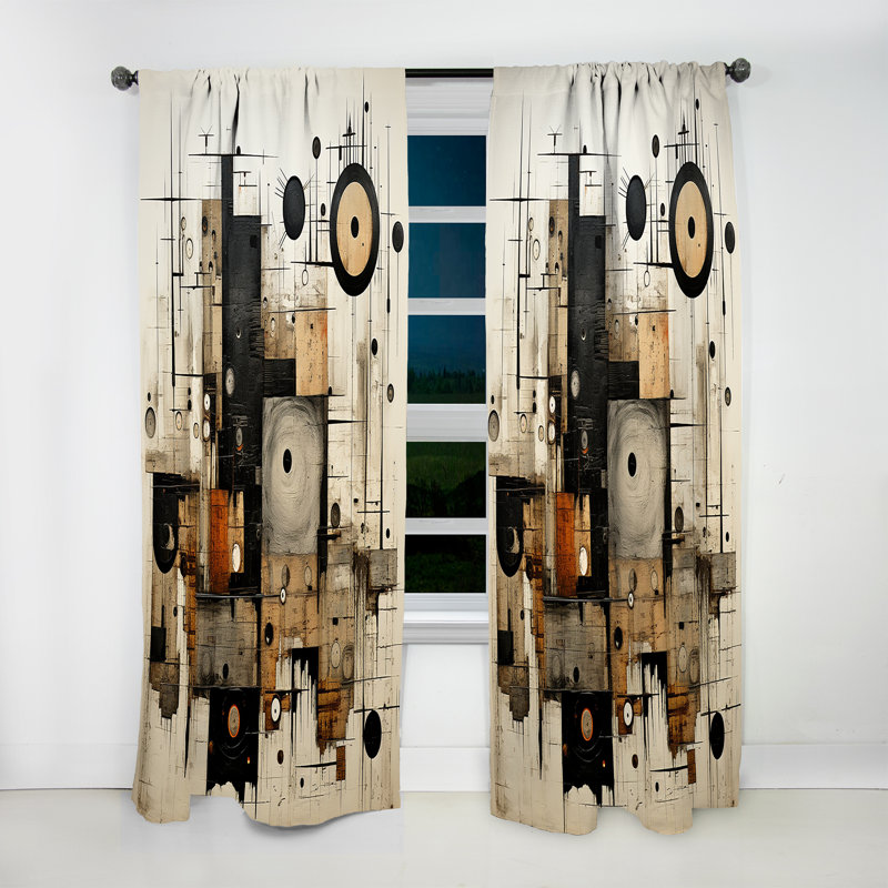Brown And Black Divine Simplicity - Painting Curtain - Room Darkening Abstract Curtain - 1 Panels, 52" W x 95" L