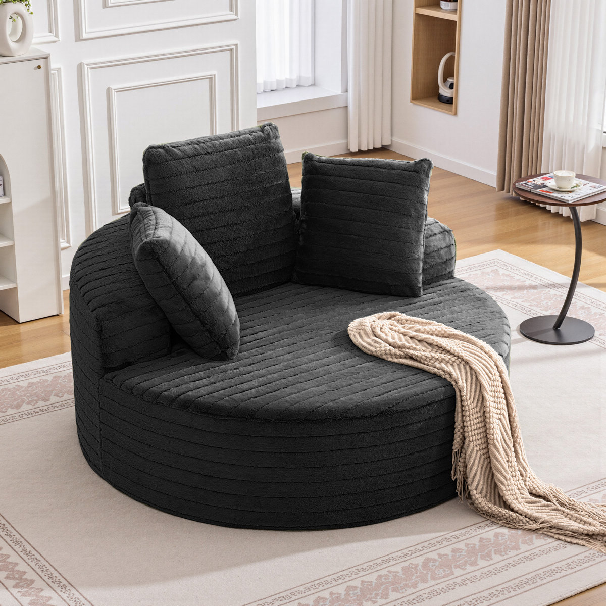 Latitude Run® 59" Modern Round Loveseat Sofa with Upholstered Design ...