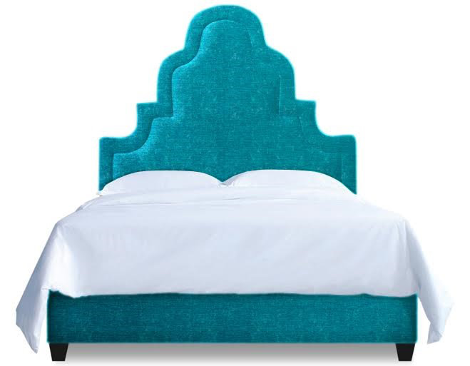 Meela Velvet Bed, Zeros Turquoise, King