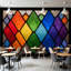 Peler et coller le papier peint mural Vitrail sans soudure géométrique coloré abstrait moderne art mural auto-adhésif et amovible-912306372