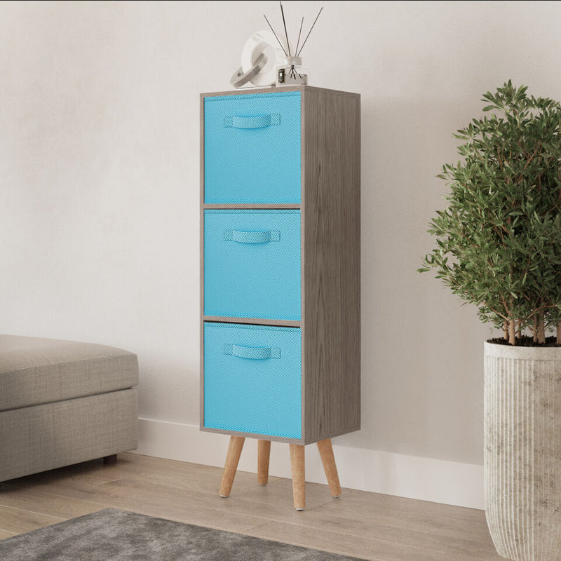 Fika 30cm W 3 - Drawer Chest of Drawers, Sky Blue/Pine