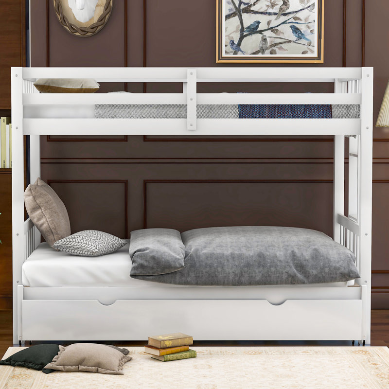 Pull-Out Bunk Bed With Trundle, White