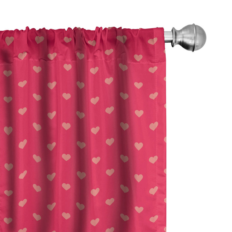 Hearts Geometric Semi-Sheer Rod Pocket Curtain Panels, 28" x 63"