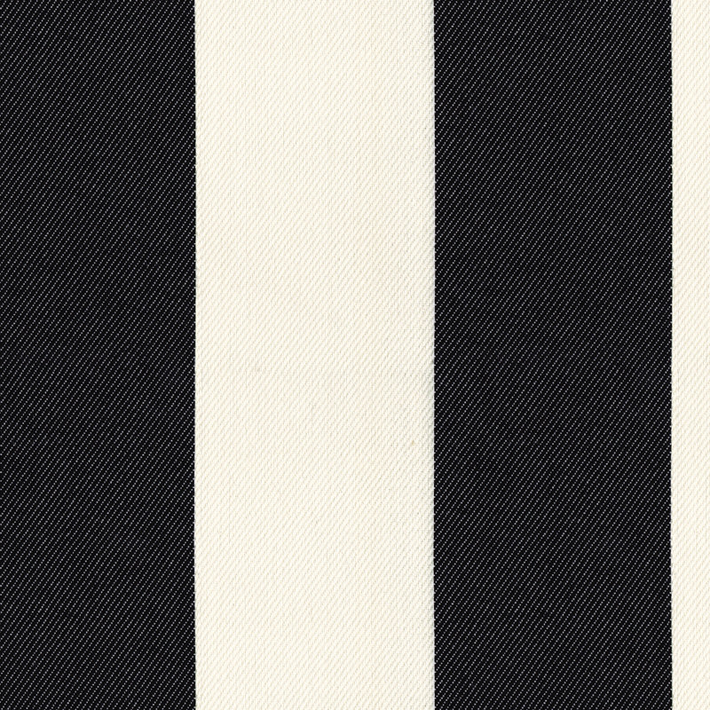 Outdoor Rounded Dining Seat Cushion, Black Awning Stripe