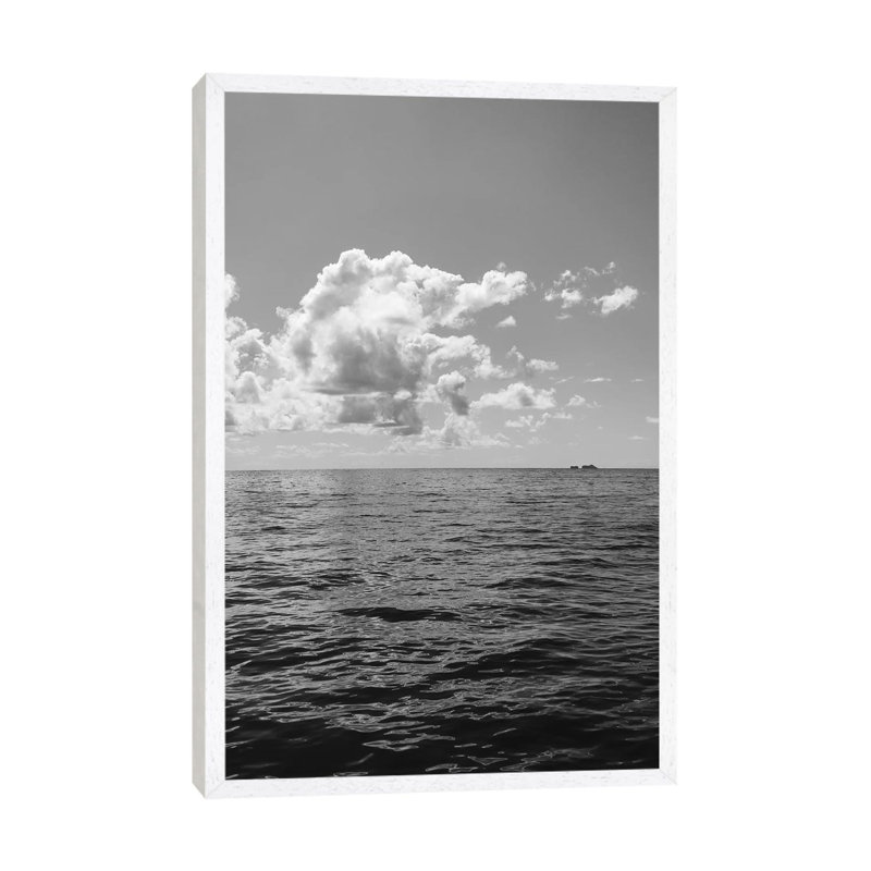 Monochrome Ocean View II by Bethany Young - Print on Canvas, 101.6cm H x 66.04cm W x 3.81cm D, White Framed