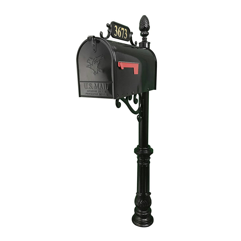 Boîte aux lettres personnalisée avec poteau et plaque minéralogique, H 11 po x l 8,25 po x P 21 po, Oui