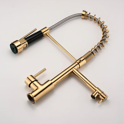 Robinet d'évier de cuisine - escamotable, acier inoxydable, poignée simple, égratignure et rouille, rotation de 360 degrés, pivotement de débit maximal de 1,8 gal / min, débit