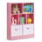 Amaiah 3-Tier Storage Bookcase, 7 Cube Open Shelves with Fabric Drawers, Wood Display Cabinet
