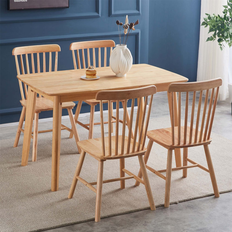 Ensemble de 4 chaises de salle à manger en bois d'hévéa, en bois massif, confortables et durables pour les espaces de vie modernes
