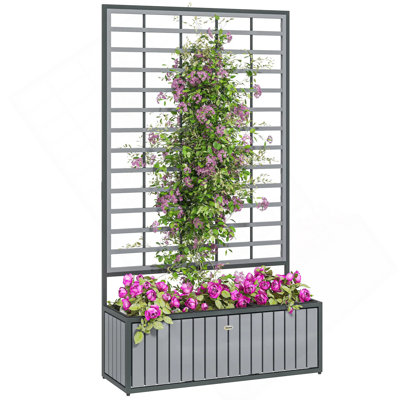 Lit de jardin surélevé en bois avec treillis