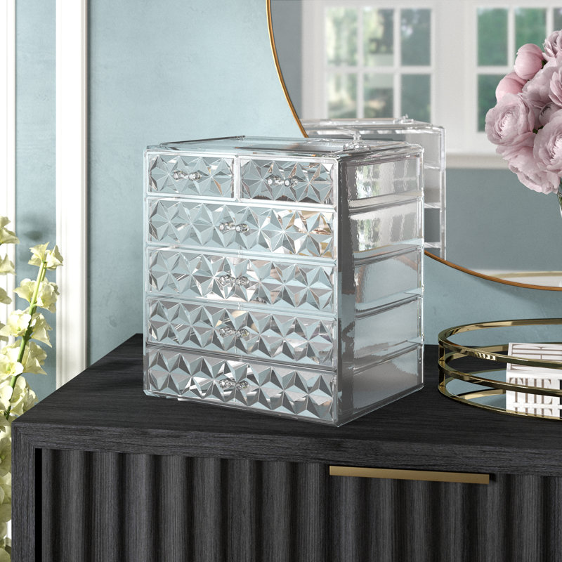 Sorbus 6 Drawers Acrylic Makeup and Jewelry Cosmetics Organizer in Diamond Design