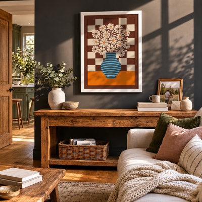 Striped Vase in Bloom Modern - Framed Print