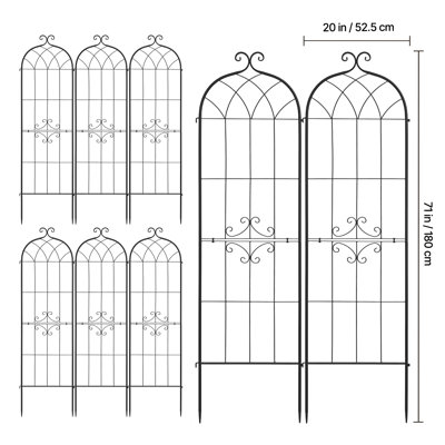 Treillis de jardin, treillis de roses de 71 x 20 pouces, treillis de fleurs de jardin avec finition thermolaquée et conception verrouillable pratique, treillis de soutien pour plantes pour fleurs, légumes et roses
