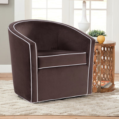 Fauteuil d'appoint pivotant en velours brun - design élégant, rotation à 360 degrés, coussin amovible de luxe de couleur érable, siège pivotant et doux