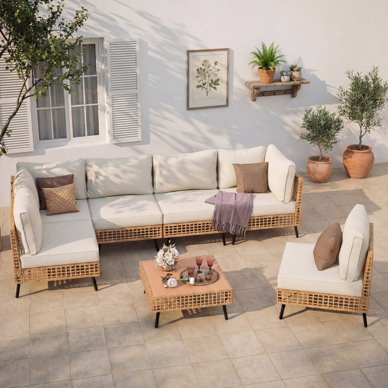 6-Person Patio Sectional Conversation Set With Cushions