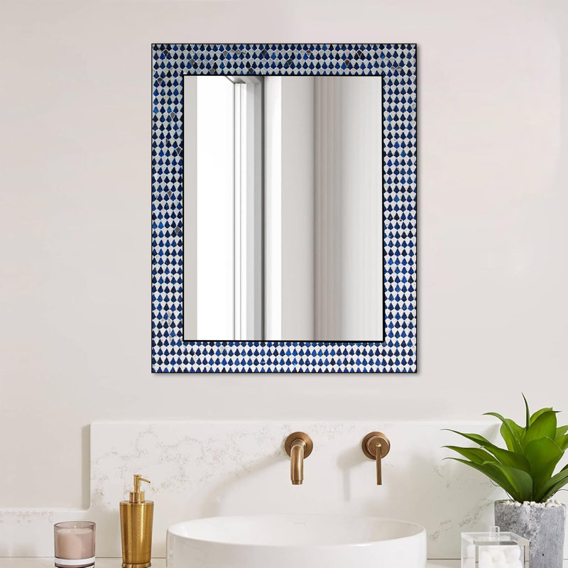  Miroir mural Mosaic - Miroir mural rectangulaire bleu argenté pour salon et salle de bain