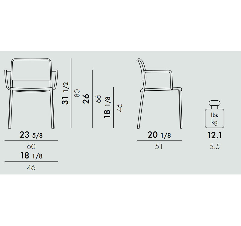 Fauteuil de 23,6 po de large Audrey, Lycra bleu, Aluminium peint