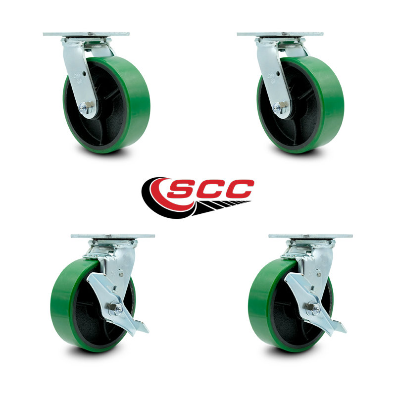 Ensemble de roues à roulettes pour boîte à outils - Poly vert sur roulettes pivotantes en fonte - SCC
