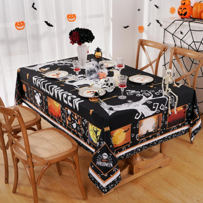 Halloween Tablecloth, Square Halloween Table Cloth, Unique Waterproof Washable Tablecloths For Halloween Kitchen Dining Room Indoor Outdoor Decor, 55X55 Inch