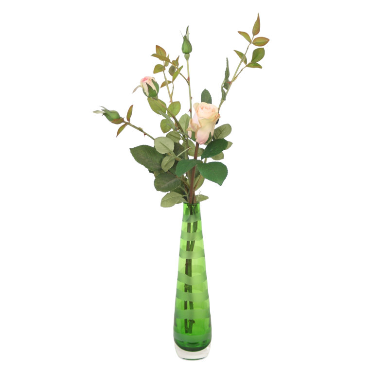 Rose simple en verre vert (à poser)