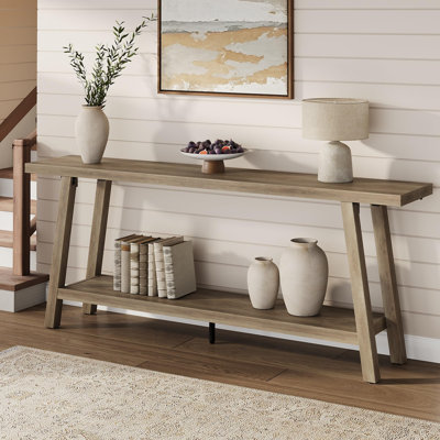 70.9" Farmhouse Console Table, 2-Tier Extra Long Entryway Sofa Table for Hallway, Living Room & Foyer