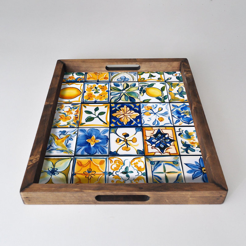 Elegant Solid Wood Tray, 18.9 x 15.0 x 1.6 inches | UV Printed on 0.2-inch Thick MDF | Perfect for Serving, Organizing, and Home Décor | Durable and Stylish Design for Any Occasion