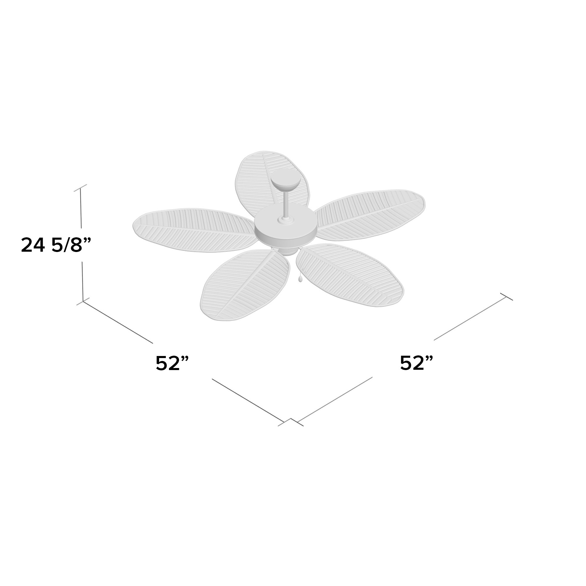 52'' 5 Blade Ceiling Fan, White with White Blades