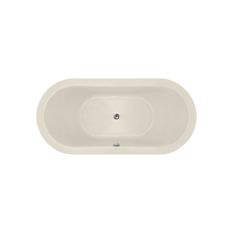 Elle 72'' L Soaking Bathtub, Biscuit, Satin Nickel