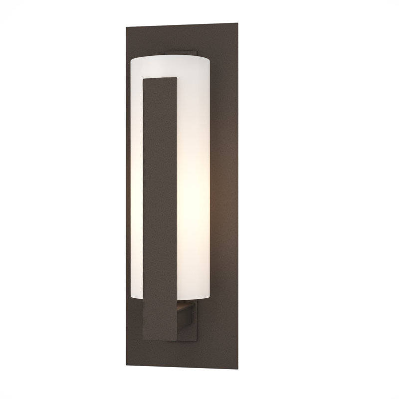 Forged Vertical Bar 1 - Bulb Outdoor Flush Mount, Opal, Coastal Gold, 18.8" H X 6.5" W X 5.4" D