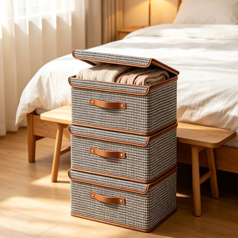 3Pack Large Storage Bins Set,Storage Baskets Pack of 3 Foldable Storage Boxes Cubes with Lids, Fabric Storage Bin Organizer Collapsible Box Containers for Nursery,Closet,Bedroom,Home