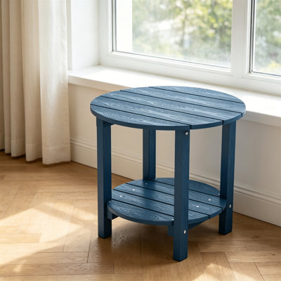 Set of 2 Poly Lumber Adirondack Side Tables, Weather Resistant, Navy Blue