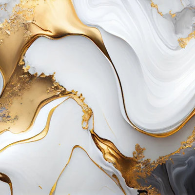 Gold White Black Marble Flow Wall Mural