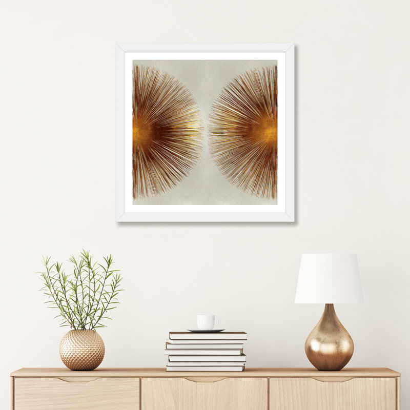 «Bronze Sunburst II» par Abby Young - impression d'art graphique, Papier encadré blanc, H 24 po x l 24 po x p 1 po