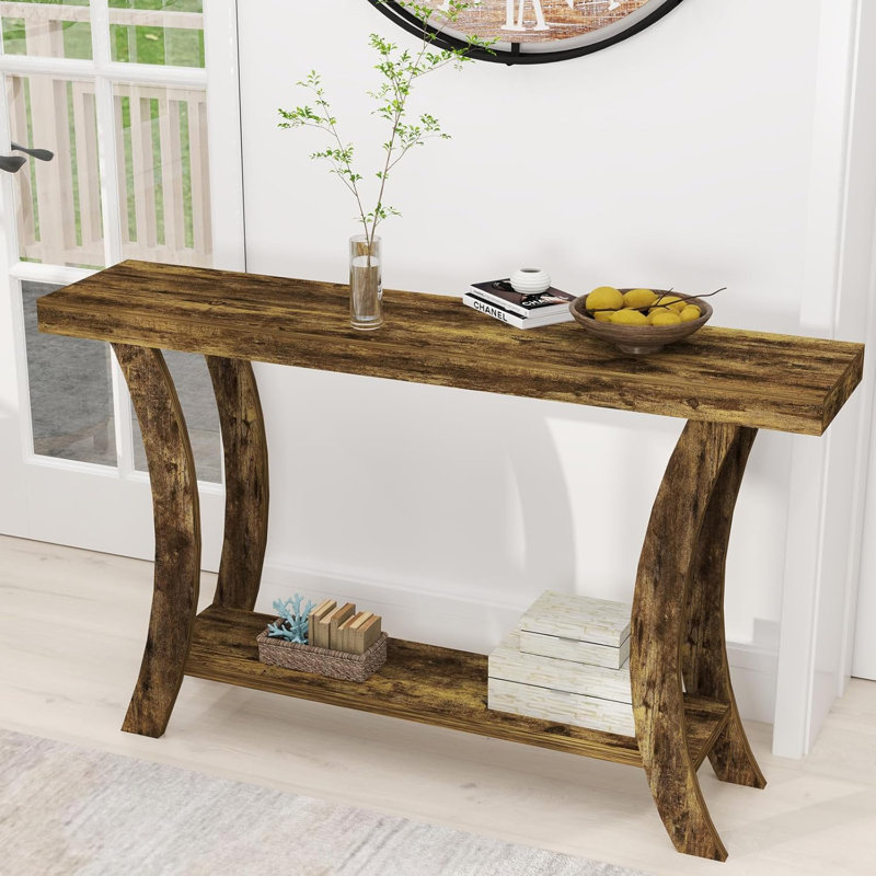 55Inch Console Table,Farmhouse Wood Narrow Entryway Table With Storage Shelf,Hallway Table Sofa Tables For Living Room, Hallway, Entryway (Rustic Brown)