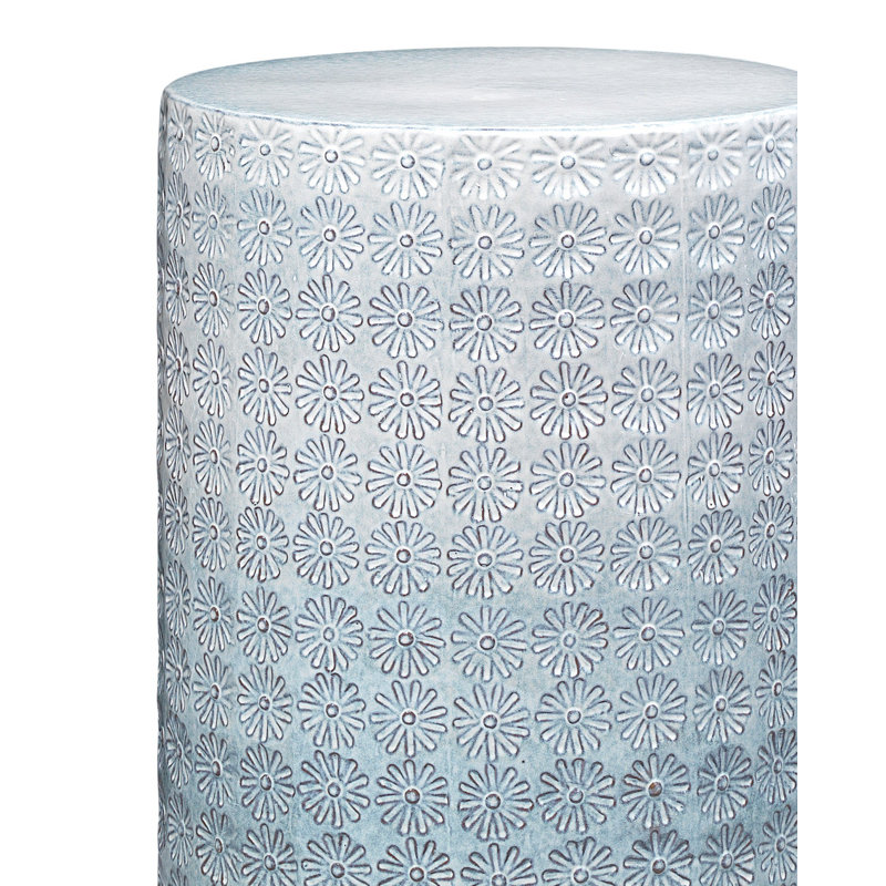 Blue and White Ceramic Round Side Table