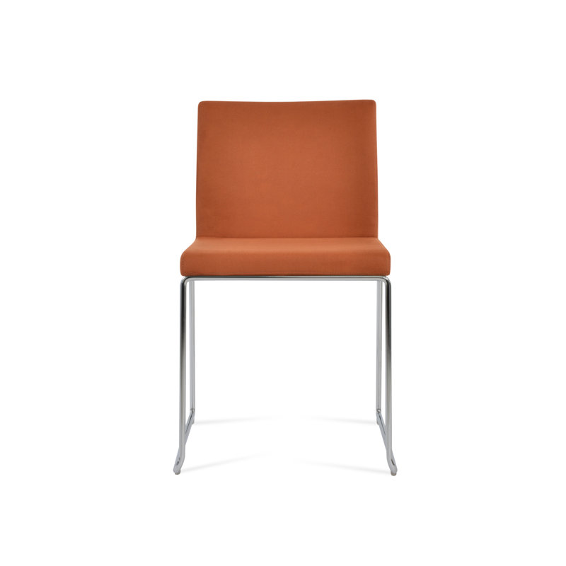 Chaise empilable en laine Aria, Chrome chrome, Cognac