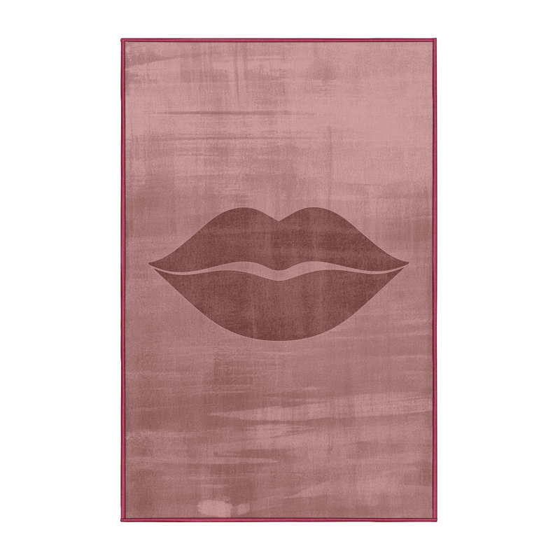 Tapis brun moderne et contemporain lavable à la machine Highbridge Valentines, 4 x 6