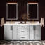 Meuble-lavabo double rectangulaire de 183 cm (72 po) avec comptoir en quartz blanc de Carrare de 3,8 cm (1,5 po) d'épaisseur, finition grise.-1695268158-1695268133
