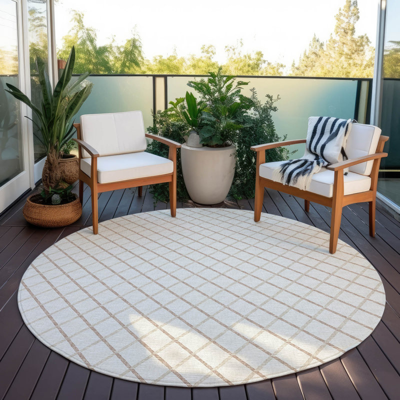 Tapis intérieur / extérieur Loreen avec envers antidérapant, Rond 8 pi