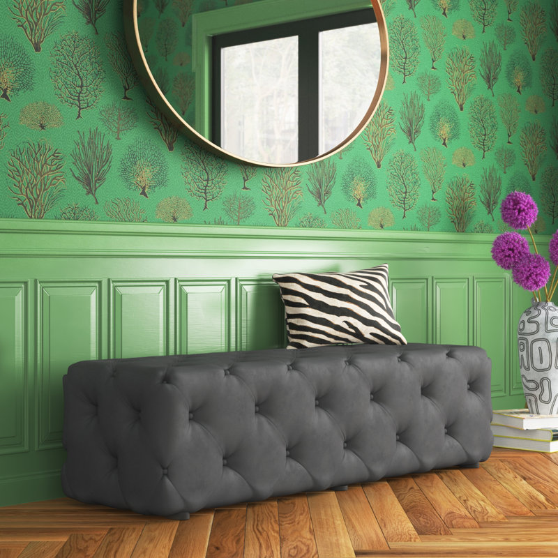 Banc de hall d'entrée capitonné Modway Amour, Gris, H 16,5 po x l 60 po x P 19 po